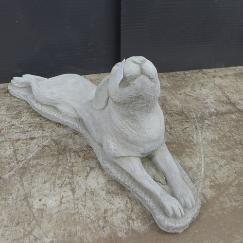 2310 - A stone effect concrete ornament of a hare laying down