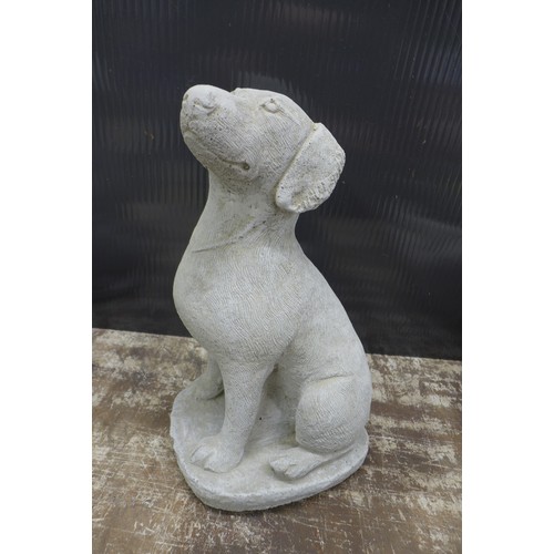 2326 - A pair of stone effect concrete dog ornaments