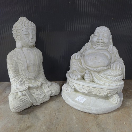 2334 - Two stone effect concrete Buddha ornaments