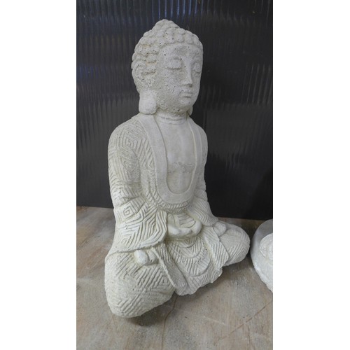 2334 - Two stone effect concrete Buddha ornaments