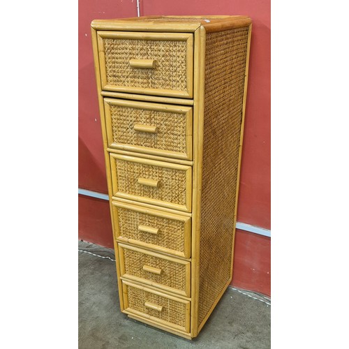 46 - An Italian style bamboo and rattan chest of drawers