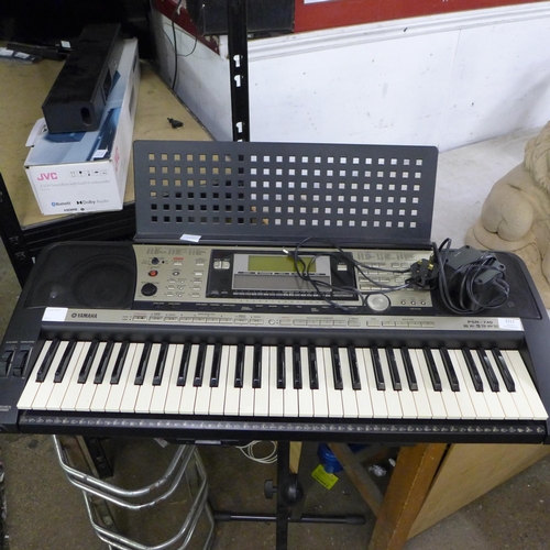 2217 - A Yamaha PSR-740 electronic synthesizer keyboard, keyboard stand and power supply