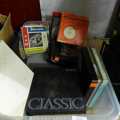 2219 - A box of 28 assorted reel to reel tapes