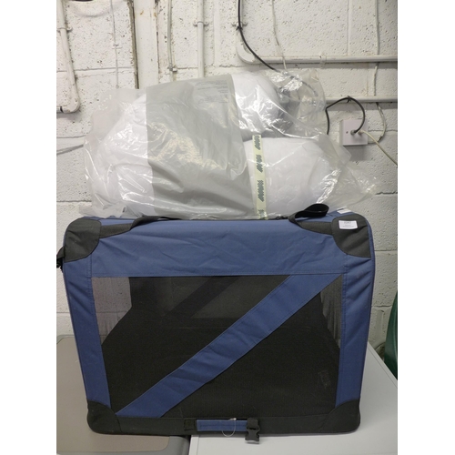 2247 - A large pet carrier and a John Lewis V-shape support pillow in packaging (unused)