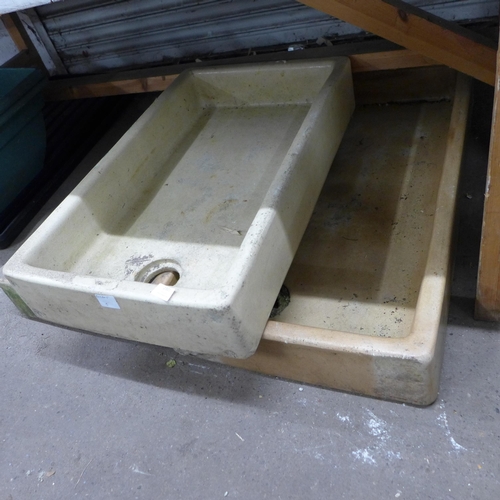 2301 - Three vintage ceramic sluice sinks