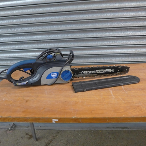 2345 - A Mac Allister 2000W electric chain saw (MCS2000) with a bottle of Performance Power chainsaw oil an... 