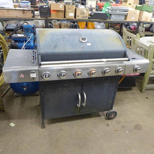 2366 - A Fire Pit six burner gas BBQ with one side burner