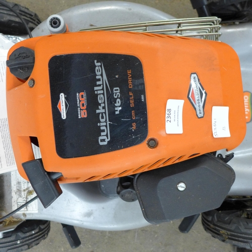 2368 - A Flymo 946SP self propelled petrol lawn mower with a Briggs and Stratton Quicksilver 46SD engine