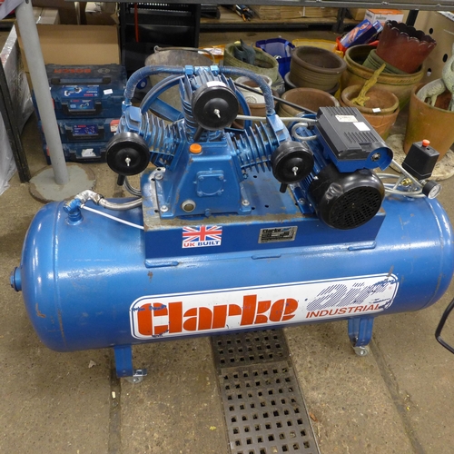 2374 - A Clarke Air industrial XE19/200 200 litre 18CFM displacement air compressor 4HP motor - single phas... 