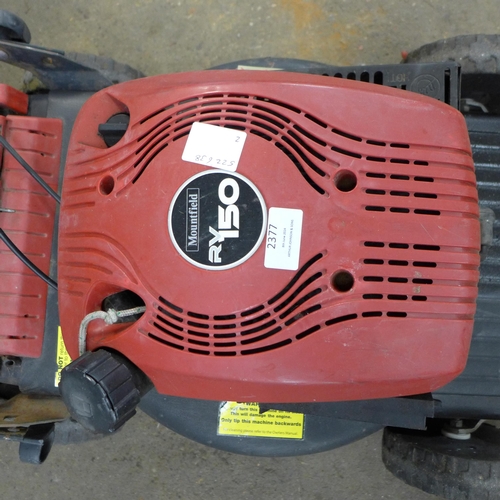 2377 - A Mountfield HP474 ESL 464 petrol driven lawn mower with an RV150 petrol engine and collection box