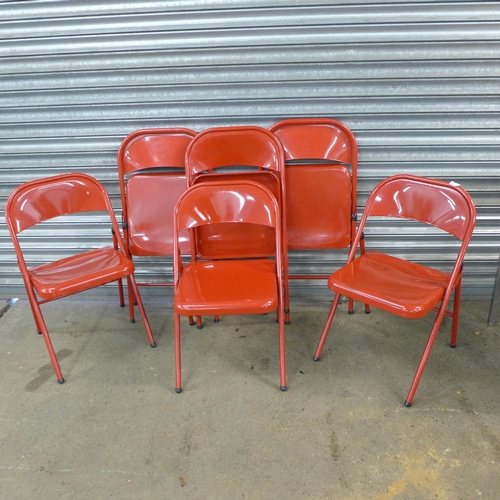 2379 - 6 red Habitat folding metal event chairs