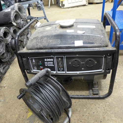 2382 - A 2300 OHV engine brushless petrol driven generator and a 25m extension reel