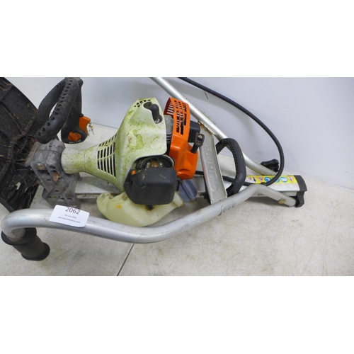 2062 - A box of rotavator spares and repair parts from a Stihl MM55 and a Mantis rotavator