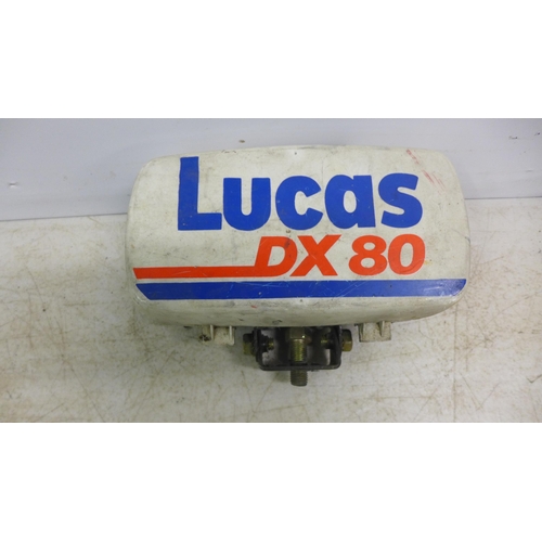 2035 - Two Lucas DX80 spot lights for a Land Rover and four long bore drill bits