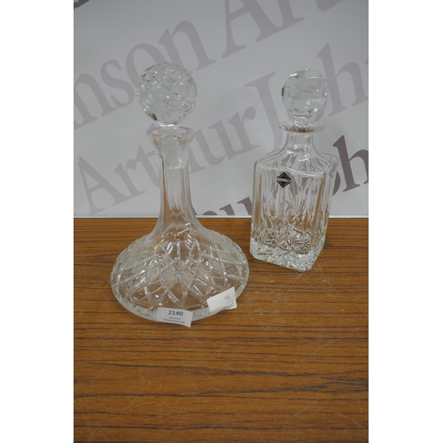 2140 - Port and whisky cut glass decanters including Boyne Valley and Sterling