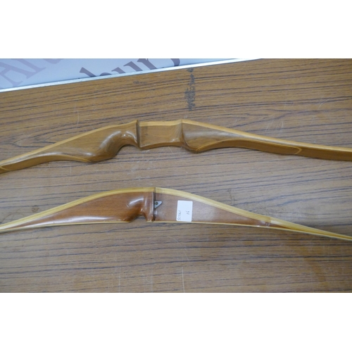 2142 - 2 wooden hybrid recurve bows