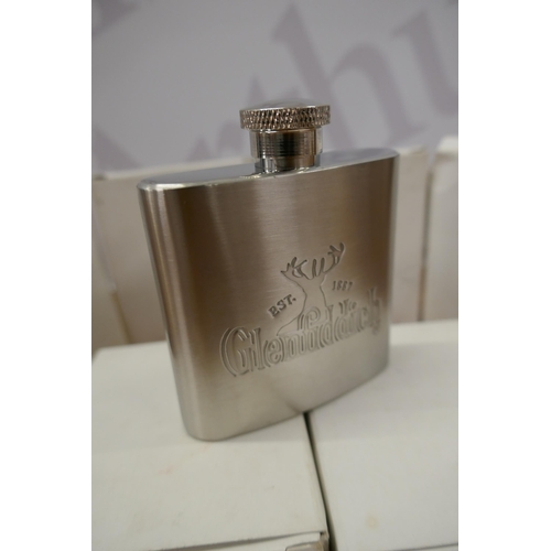 2190 - 7 hip flasks engraved 