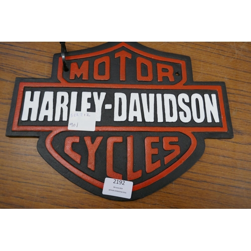 2192 - A Harley-Davidson Motorcycles cast metal plaque * this lot is subject to VAT