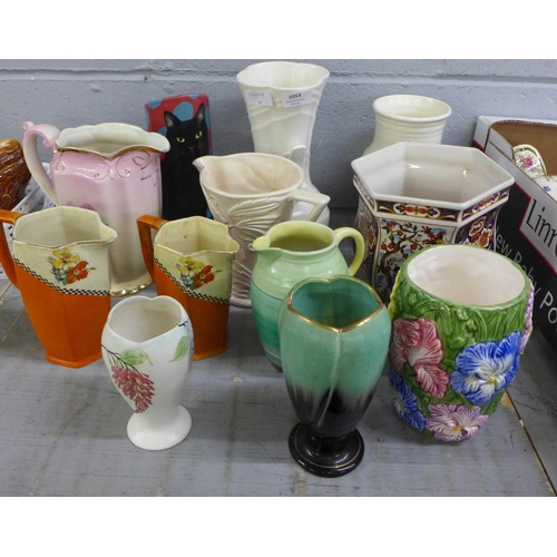 1013 - A collection of china vases and jugs including Shelley, Beswick, Radford, etc. **PLEASE NOTE THIS LO... 