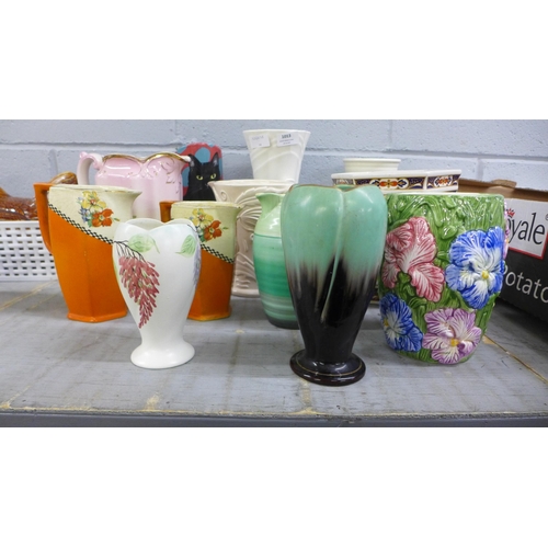 1013 - A collection of china vases and jugs including Shelley, Beswick, Radford, etc. **PLEASE NOTE THIS LO... 