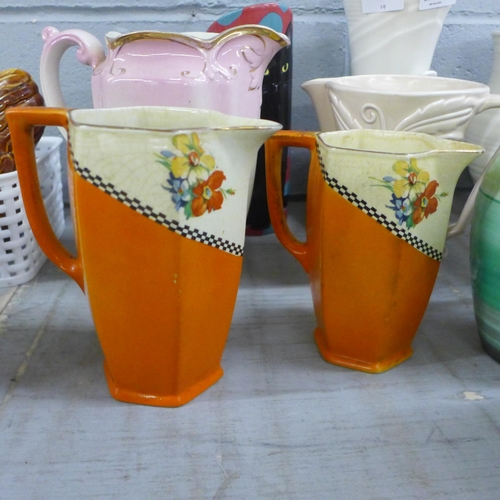 1013 - A collection of china vases and jugs including Shelley, Beswick, Radford, etc. **PLEASE NOTE THIS LO... 