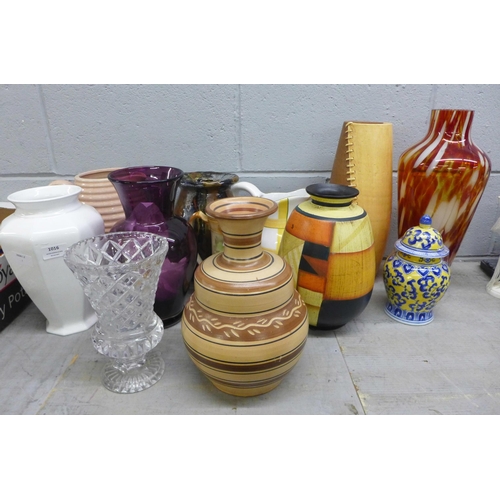 1016 - A collection of glass and china vases and jugs **PLEASE NOTE THIS LOT IS NOT ELIGIBLE FOR IN-HOUSE P... 