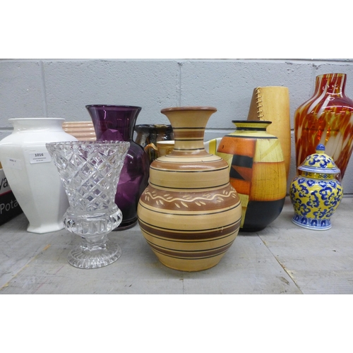 1016 - A collection of glass and china vases and jugs **PLEASE NOTE THIS LOT IS NOT ELIGIBLE FOR IN-HOUSE P... 