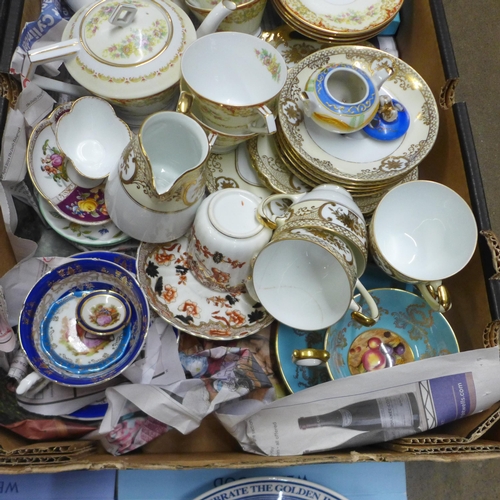 1019 - A box of mixed decorative tea wares including Aynsley, Noritake, etc. and an Old England Elizabethan... 