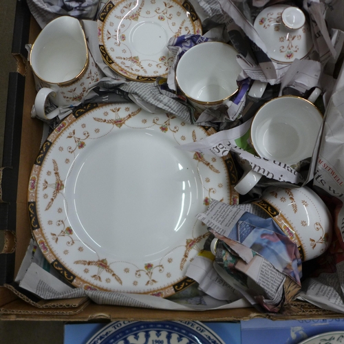 1019 - A box of mixed decorative tea wares including Aynsley, Noritake, etc. and an Old England Elizabethan... 