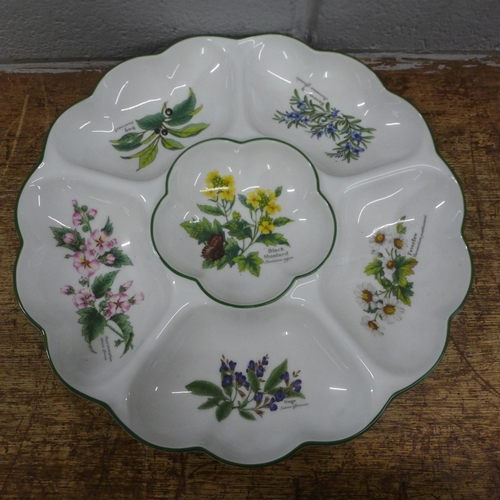 1025 - A Royal Worcester Herbs hors d'oeuvres dish, French footed bowl, Japanese tea and dinner plates, oth... 