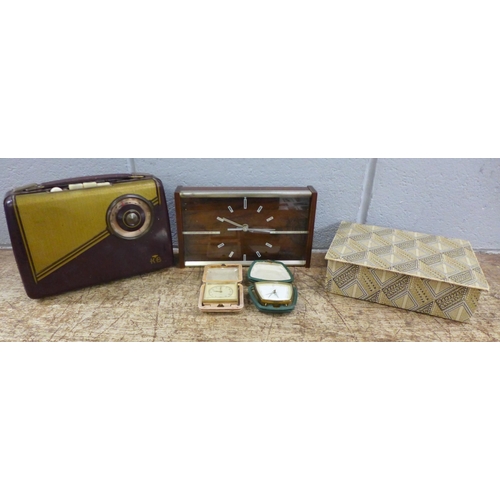 1026 - A Rhapsody Radio, two travel clocks and a Smiths battery operated clock **PLEASE NOTE THIS LOT IS NO... 