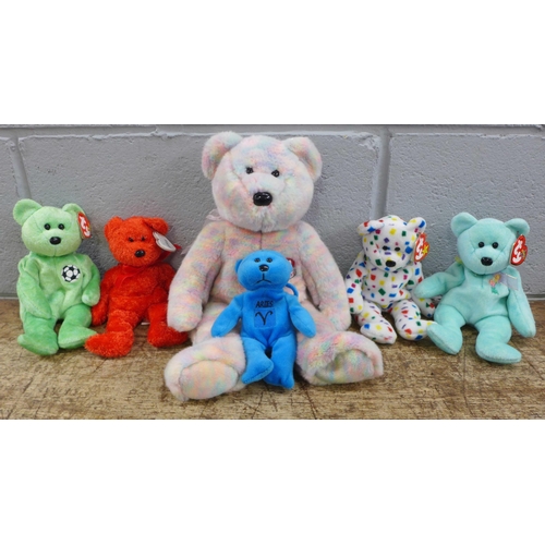 1028 - A collection of TY Beanie bears (6)