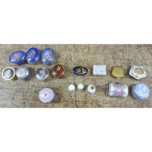 1044 - A collection of mixed china including two Staffordshire dogs, miniature tea pots and pill boxes incl... 