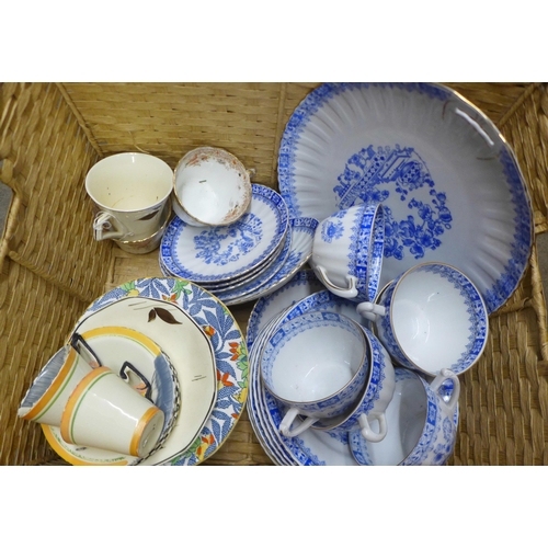 1045 - Two boxes of mixed china including Bavarian blue and white and retro, etc. **PLEASE NOTE THIS LOT IS... 