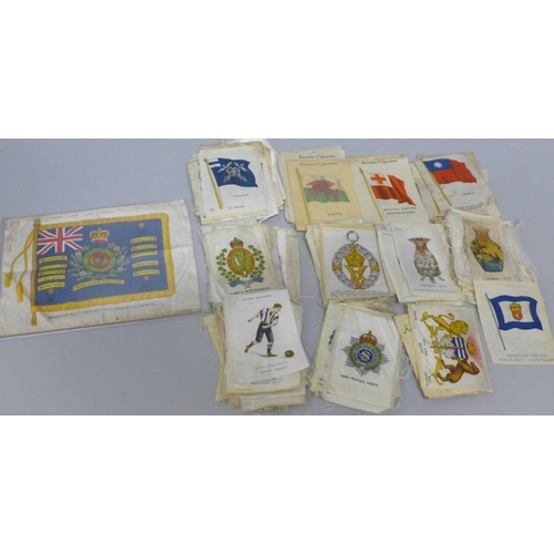 626 - 150+ plus cigarette card silks, military flags, tartans, football, etc.