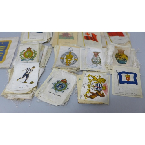 626 - 150+ plus cigarette card silks, military flags, tartans, football, etc.