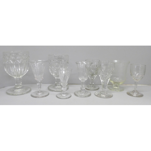 654 - A collection of nine 19th century glass rummers and wines