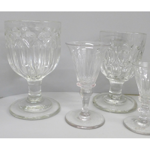 654 - A collection of nine 19th century glass rummers and wines