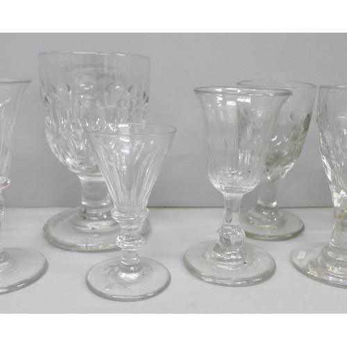 654 - A collection of nine 19th century glass rummers and wines