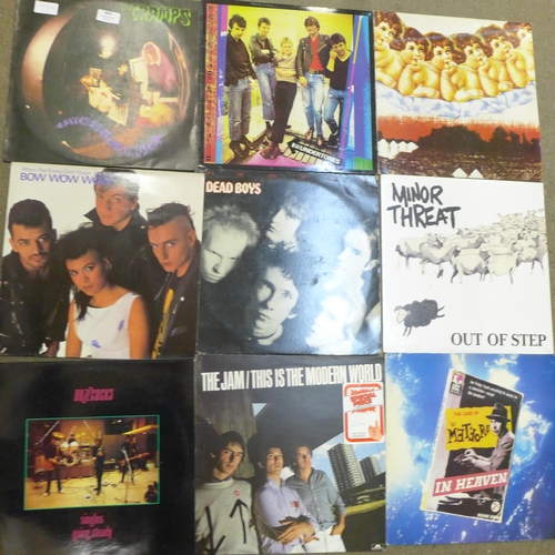 663 - Twelve punk and new wave LP records, The Cramps, The Cure, Dead Boys, Bow Wow Wow, Buzzcocks, etc.