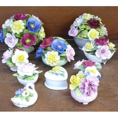 671 - A collection of ten china flower posies including Royal Doulton, Coalport, etc. **PLEASE NOTE THIS L... 