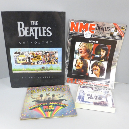 672 - The Beatles Anthology soft back book, NME collector's issue, Magical Mystery Tour single and CD