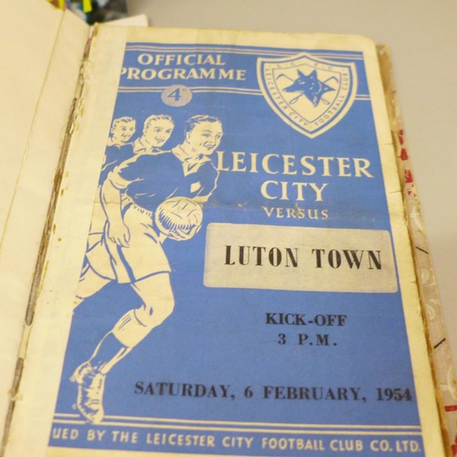 677 - Leicester City 1950s programmes (bound) and other related commemoratives