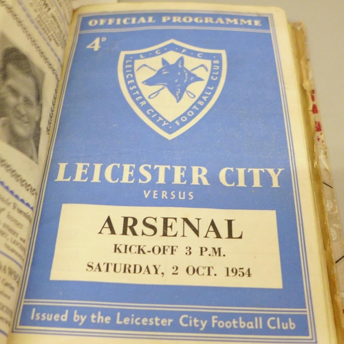 677 - Leicester City 1950s programmes (bound) and other related commemoratives