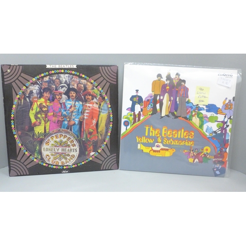 680 - The Beatles Yellow Submarine Japanese green vinyl LP record, EAS-70138 Mono and a Sgt Pepper's Lonel... 