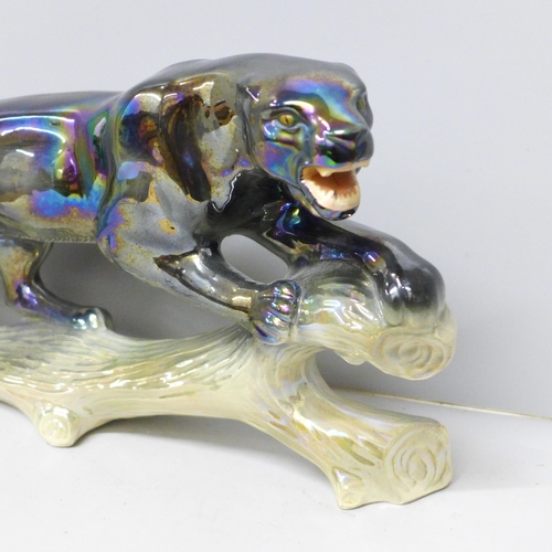 786 - A large Jema Holland, lustre model of a jaguar, 328 backstamp, 50cm