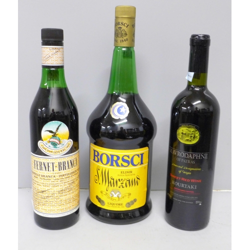 788 - Two bottles of alcohol from Italy; a bottle of Borsci S. Marzano (34%) and a bottle of Fernet-Branca... 