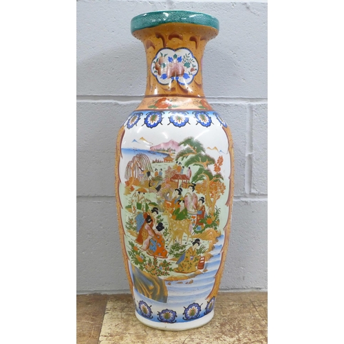 794 - A large Oriental temple vase, 60cm