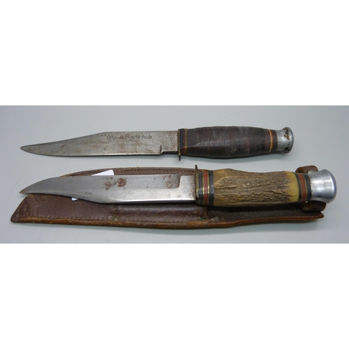 812 - A dagger with scabbard and an 'Original Bowie knife' lacking scabbard