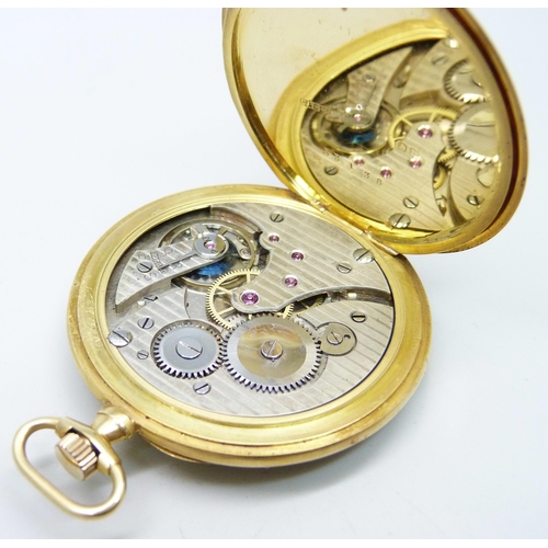 943 - An 18ct gold dress pocket watch, Sir John Bennett Ltd, London, the case hallmarked London 1922, tota... 